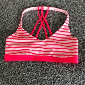 EUC pink and white striped UA bra